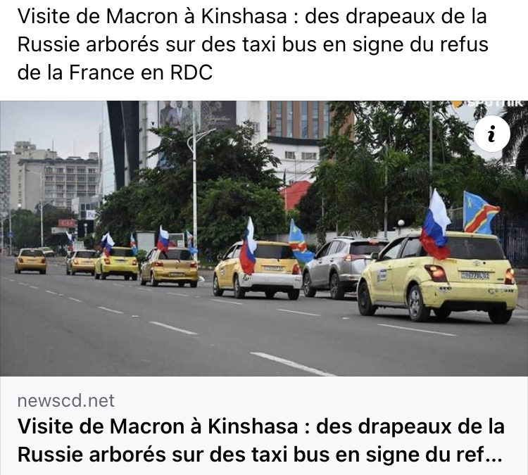 Des images montrant des taxis à Kinshasa arborer le drapeau de la Russie sont vieilles et n’ont rien à voir avec la visite de Macron