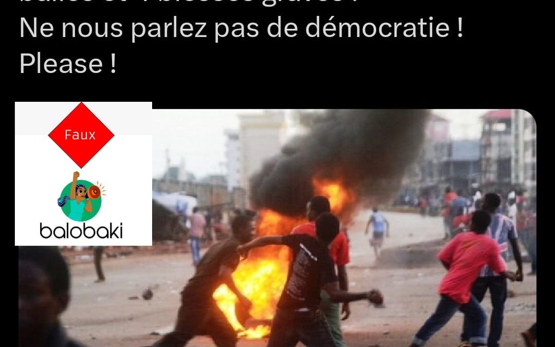 Jusqu’ici, le bilan officiel ne signale pas des morts à Kinshasa le 20 mai et cette photo a été prise en Guinée
