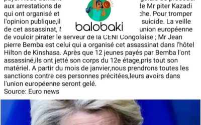 La présidente de la Commission européenne n’a fait aucune déclaration publique sur le décès d’un expert européen en RDC
