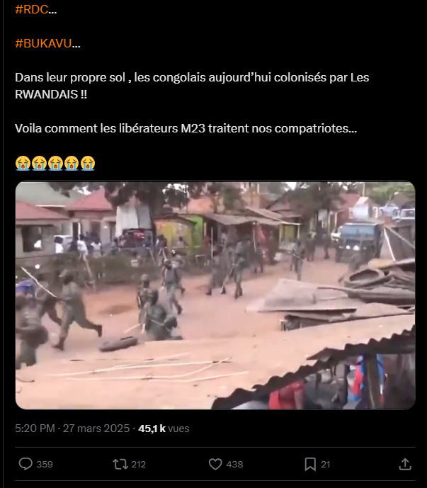Capture d’écran de la vidéo que nous vérifions. Prise par Balobaki Check, le 28 mars 2025 ©️X