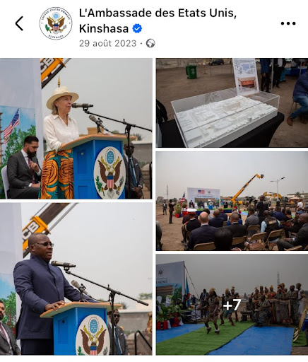 29 août 2023, lancement des travaux de construction de l’ambassade des USA à Kinshasa. Capture d’écran faite par Balobaki check sur la page Facebook de l’Ambassade des USA à Kinshasa