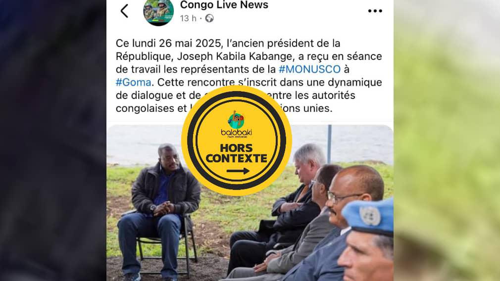 Cette photo ne montre pas Joseph Kabila à Goma en 2025 avec la MONUSCO, mais plutôt en 2013