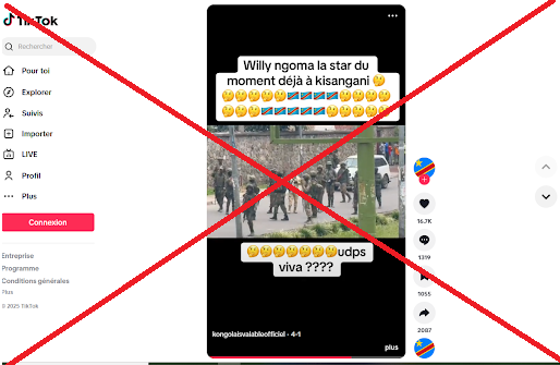 Capture d'écran prise sur TikTok par la BalobakiCheck le 21 avril 2025, 11h32' de Kinshasa