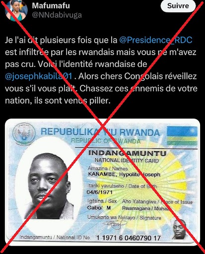 Capture d’écran prise par Balobaki Check de l’information que nous vérifions. Elle montre une photo de Joseph Kabila