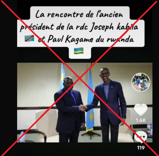 Capture d’écran de la vidéo que nous vérifions montrant Joseph Kabila et Paul Kagame. Faite par Balobaki check ©️Tiktok