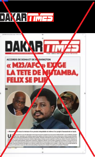 Capture d'écran de l’information que nous vérifions. Prise par Balobaki Check, le 20 août 2025 sur le site du média Dakar Times.