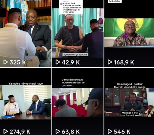 Capture d’écran de quelques contenus manipulés retrouvés dans son compte TikTok.
