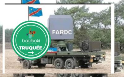 L’image d’un camion militaire avec le drapeau congolais et l’inscription FARDC, présenté comme une nouvelle acquisition de l’armée, a été légèrement modifiée.