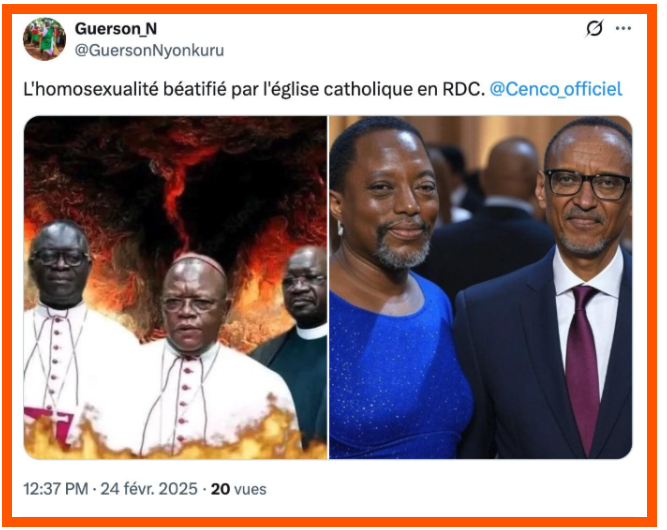 Capture d’écran d’un post associant l’homosexualité à l’église