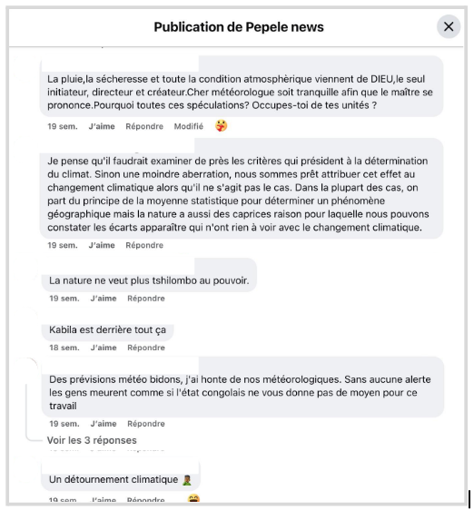 Captures d’écran de quelques commentaires sur la publication de People News