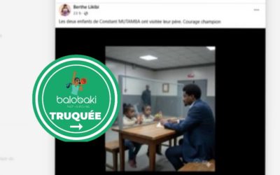 L’image qui prétend montrer l’ancien ministre congolais Constant Mutamba en détention recevant la visite de deux enfants est l’œuvre de l’intelligence artificielle