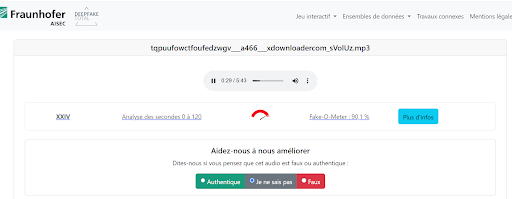 Capture d'écran du résultat sur Deepfake total