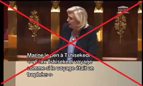 Capture d'écran de la vidéo montrant Marine Le Pen que nous vérifions.