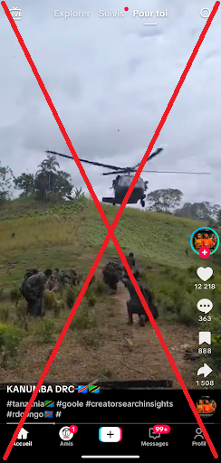 Capture d'écran qui prétend montrer l’arrivée de l’armée américaine à Uvira. 