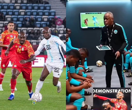 De gauche vers la droite, le vrai maillot du Botswana et celui lui attribué faussement 