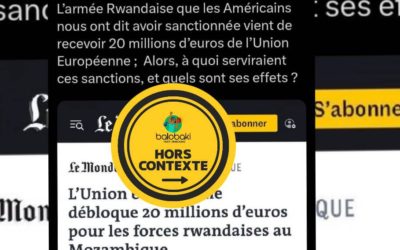 L’information selon laquelle l’Union européenne a déboursé 20 millions d’euros en 2026 pour financer l’armée rwandaise est trompeuse