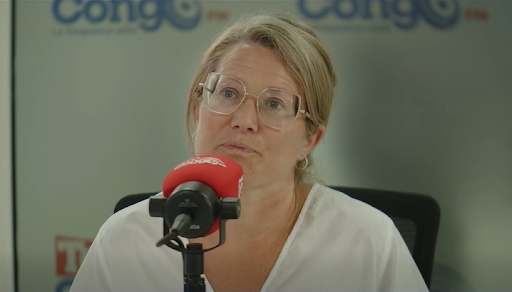 Capture d'écran du passage sur la Radio Top congo fm de Anneleen Van Bossuyt , ministre Belge en charge d’Asile et de la Migration 