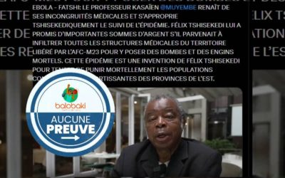 Rien ne prouve que le virus Ebola a été créé pour exterminer les populations de l’Est de la RDC