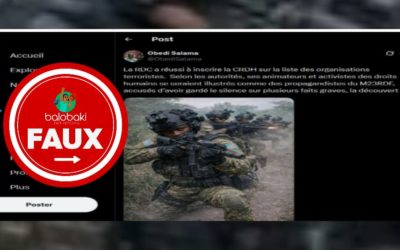 Aucune preuve que la RDC ait inscrit la CRDH sur sa liste des organisations terroristes