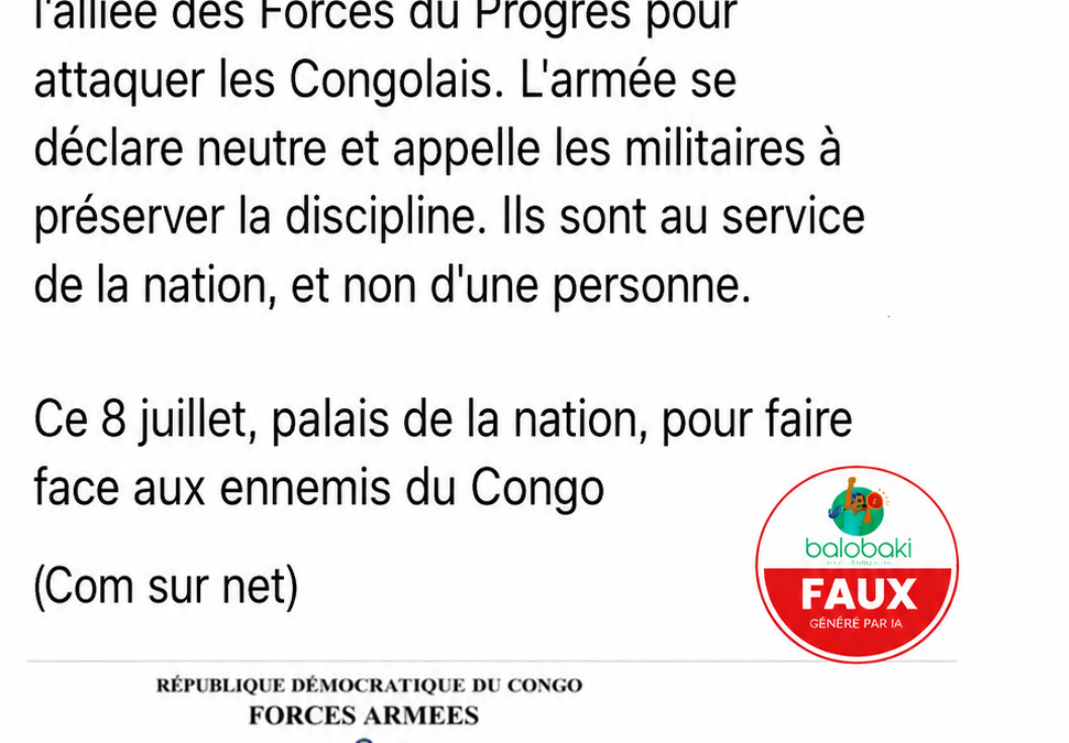 RDC : faux, l’armée n’a pas appelé ses troupes à la discipline face à la marche de l’opposition