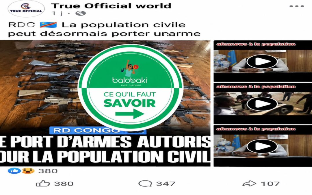 La RDC n’a pas autorisé le port libre d’armes à feu pour les civils