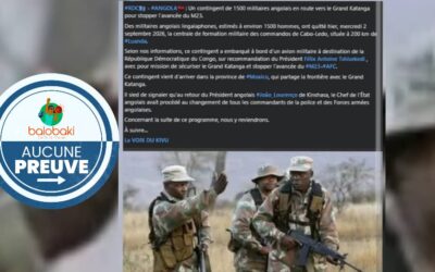 Aucune preuve du déploiement de 1 500 militaires angolais au Katanga pour combattre le M23